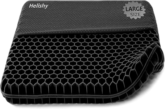 Extra Large Gel Seat Cushion, 17x17inch Double Thick Egg Gel Cushion for Pressure Pain Relief, Breathable Wheelchair Cushion Chair Pads for Car Seat Office Chair Black