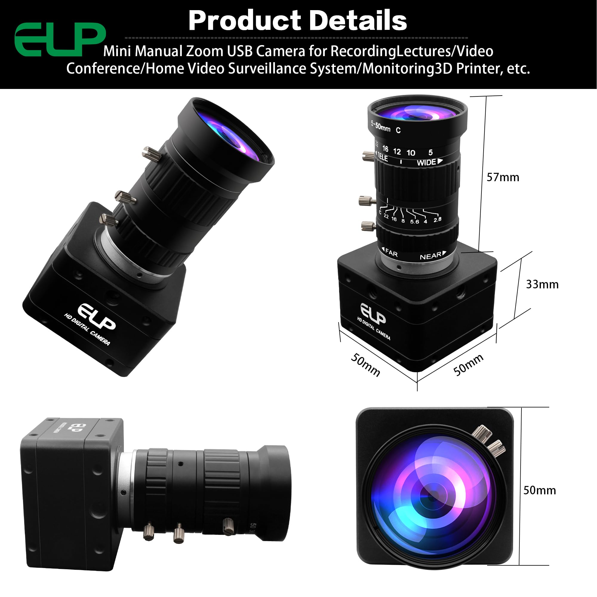 Amazon.co.jp: ELP ウルトラHD 20MP バリフォーカル USB 3.0カメラ
