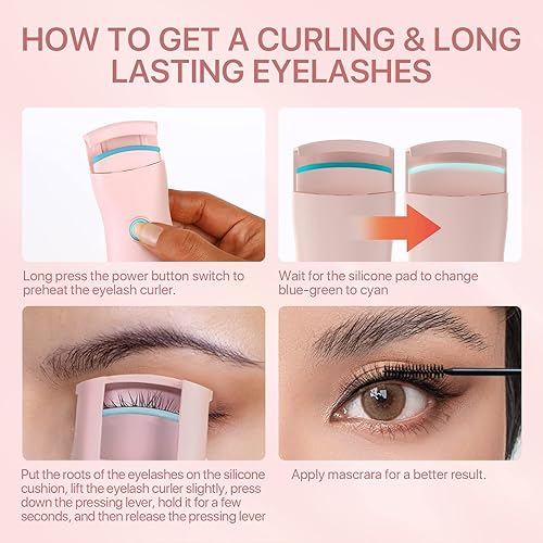 Miniatura 4 de Rizadores de pestañas con calefacción, rizadores de pestañas recargables por USB, rizadores de pestañas eléctricos con calefacción, rizadores de