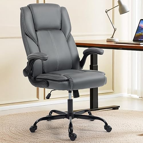 Silla de oficina  Silla ejecutiva de cuero de escritorio de oficina con respaldo alto con función de balanceo  Ergonómica, transpirable, cómoda,