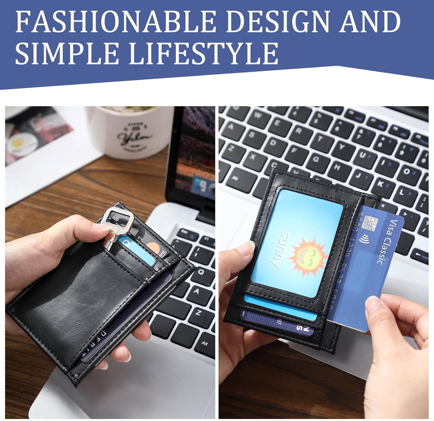 Shinylin 10 Pcs Slim Wallet Credit Cards Holder Leather Credit Card Holder for Men with Rfid Blocking Minimalist Leather Wallet Business Card Holder Blocking Credit Card Holder Case for Women