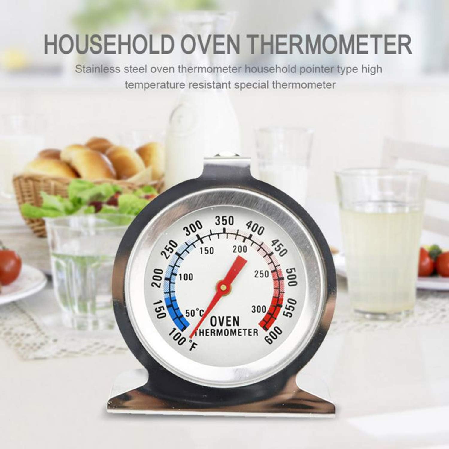 review In Oven Thermometer 50-300°C/100-600°F, 2pcs Oven Grill Fry Chef Smoker Thermometer Instant Read Stainless Steel Thermometer Kitchen Cooking Thermometer for BBQ Baking. (Sliver)