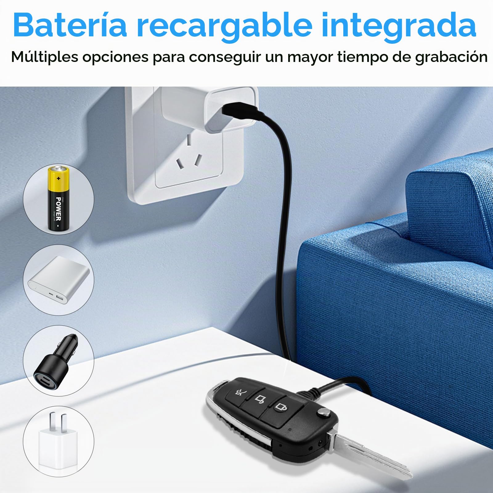 UYIKOO Cámara Espía Oculta, Mini Camara Vigilancia Llave de Coche 1080P HD, Cámara de Seguridad Visión Nocturna Detección de Movimiento