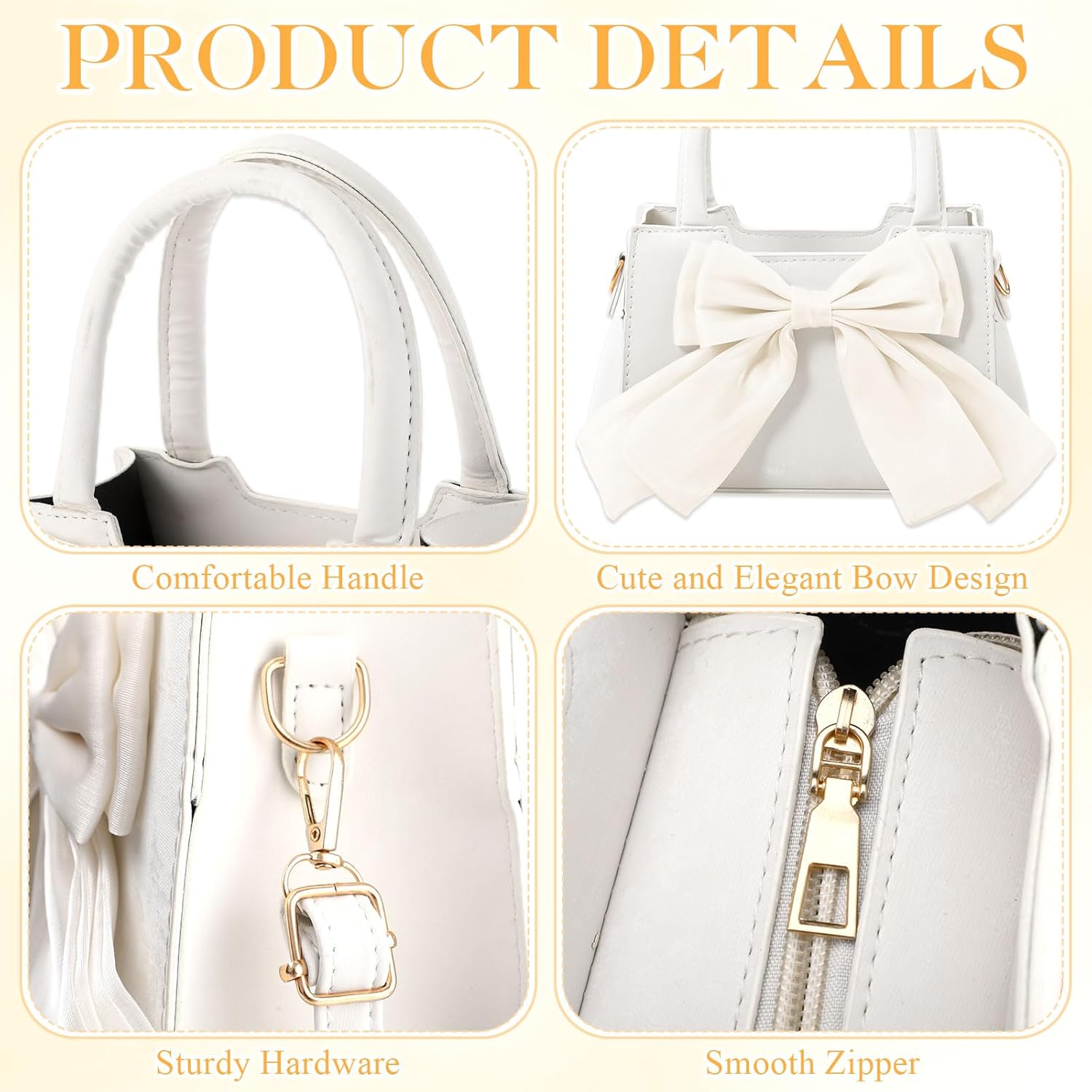 Abbylike Cute Purses for Women Leather Crossbody Handbags with Bow Charm, Adjustable Shoulder Strap and Top Carry Handle - Image 5