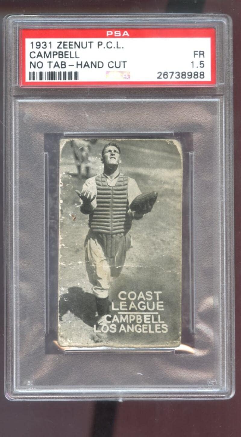 1931 Zeenut Zeenuts Gilly Campbell PSA 1.5 Graded Baseball Card Pacific Coast League PCL P.C.L. Los Angeles Angels