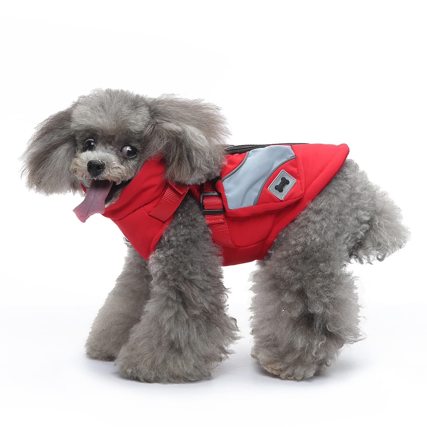 Dog Warm Coats, Dog Harness and Coat Zipper 2 in 1 Winter Jacket No Pull Dog Vest Harness Outfit Coats for Puppy Small Medium Dogs_XL(Red)