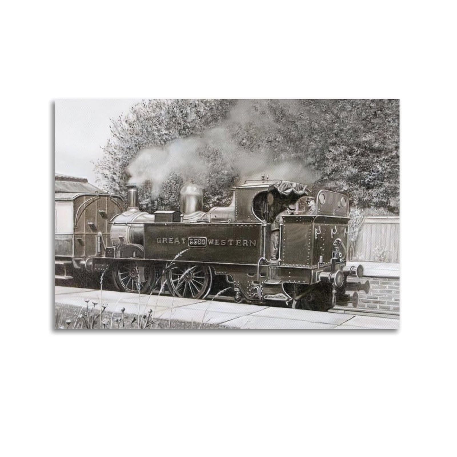 ZSZWHJ Vintage Transport Art Posters Steam Locomotive Poster Decorative Painting Canvas Wall Posters And Art Picture Print Modern Family Bedroom Decor Posters 16x24inch(40x60cm)