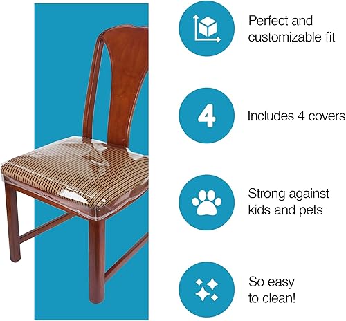 Miniatura 3 de Houseables Fundas de plástico para sillas, fundas de asiento de plástico para sillas de comedor, protectores de asiento, vinilo, impermeable,