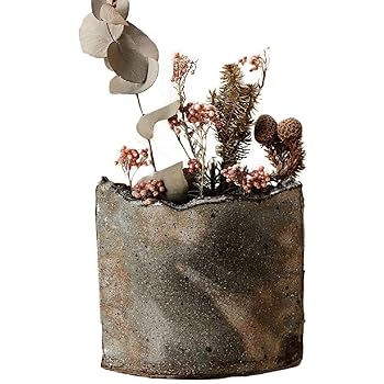 常滑陶山作花入球形花器 木箱付きT145 常滑陶山作花入