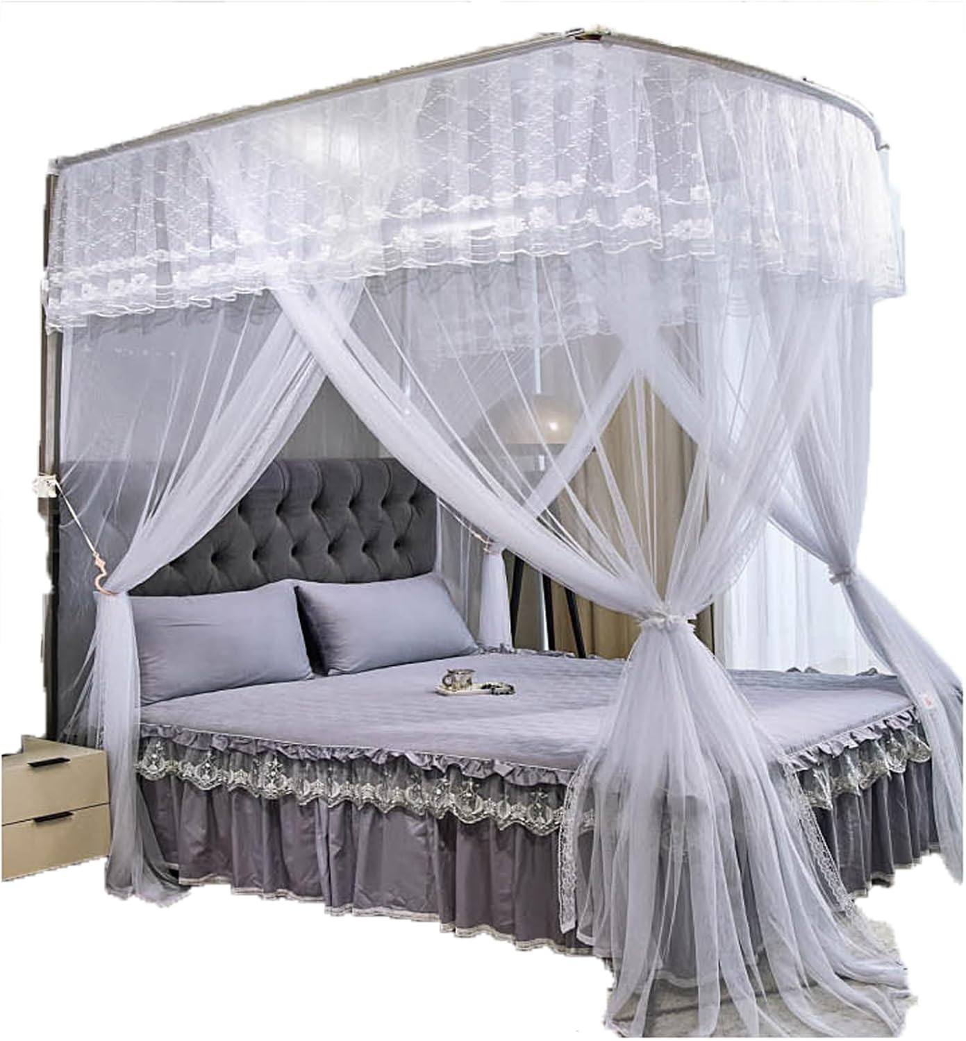 Portable Mosquito Netting Net Bed Canopy Easy Installation Bed Tent Princess Bed Canopy Drapes Bedroom Decoration Accessories Colors for Miss,Light Reducing