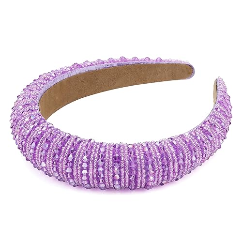 Vista 42 de Wecoe Diadema negra para mujer, diadema de diamantes de imitación de moda, diadema acolchada, diadema de diamantes brillantes con cuentas