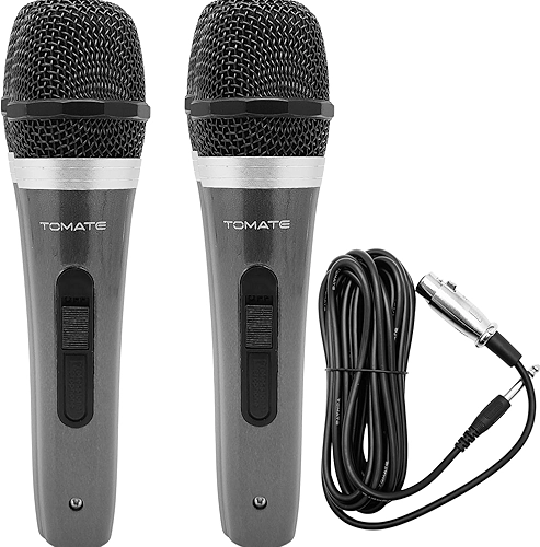 Kit 2 Microfones Profissionais com Fio Preto Conector Padrão XLR - Transmissões ao Vivo Karaokê Podcasts