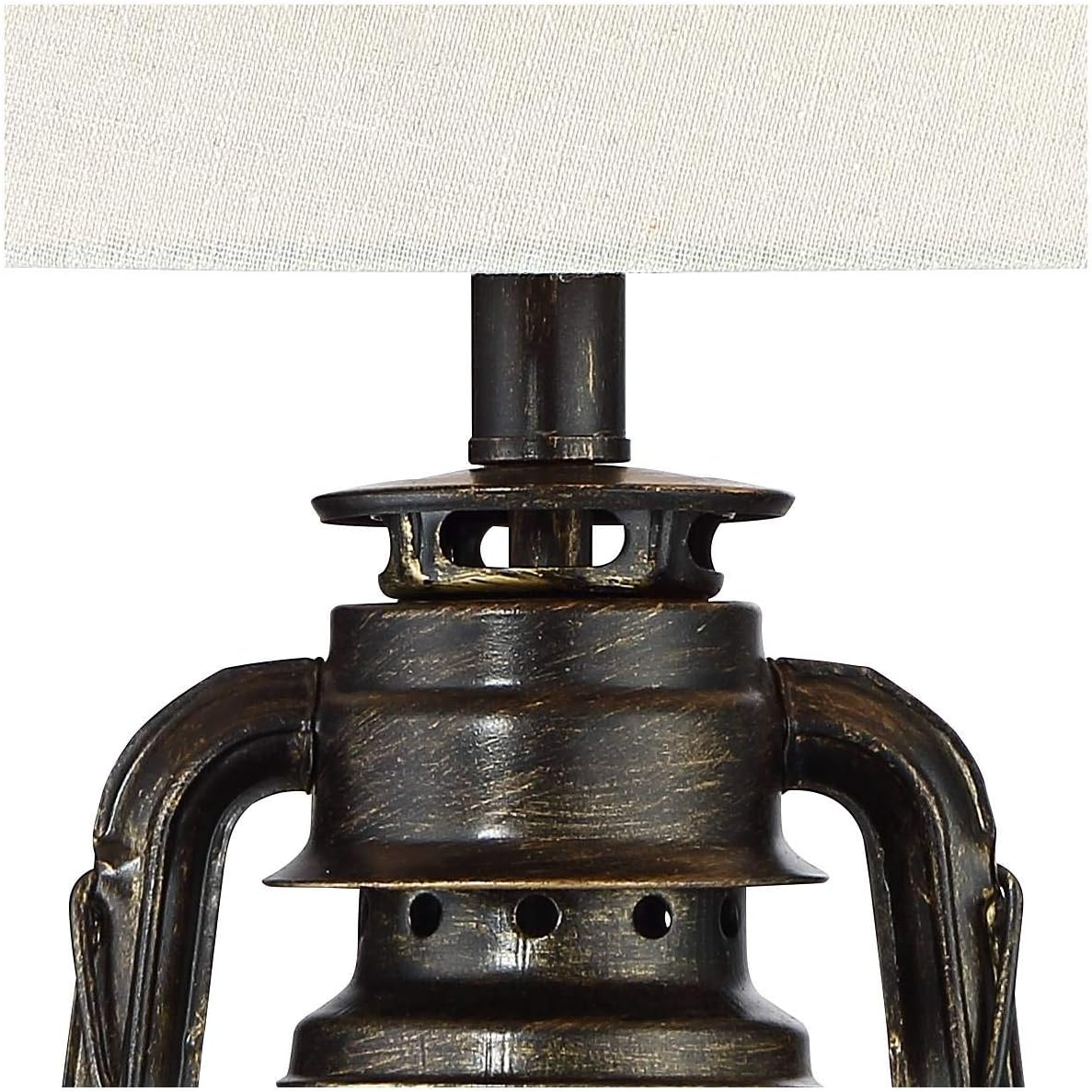 Franklin Iron Works Murphy Industrial Rustic Accent 3-Way Table Lamp 23" High with Dimmer Weathered Bronze Clear Glass Oatmeal Fabric Drum Shade for Bedroom Living Room House Bedside