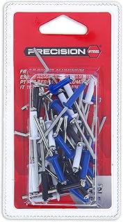 48 Rivets alu ø4,2mm. Assortiment Blanc-Noir-Bleu