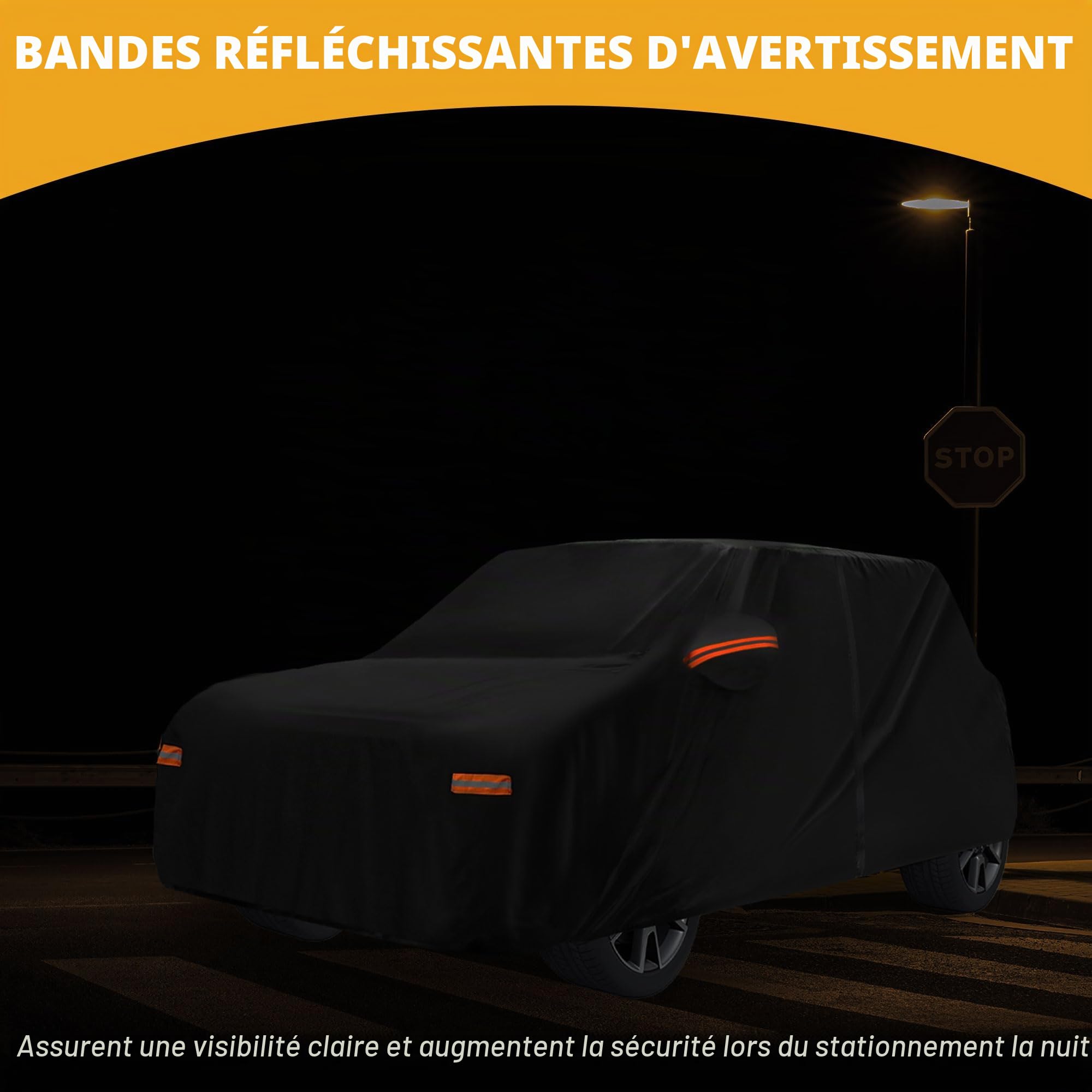 Housse Étanche Toutes Saisons pour Mini Cooper 4 Portes 1PC | Matériau 190T-PU, Dimensions 410x175x135cm, Extérieur, Étanche, Anti-UV, Bandes Réfléchissantes, Toutes Saisons