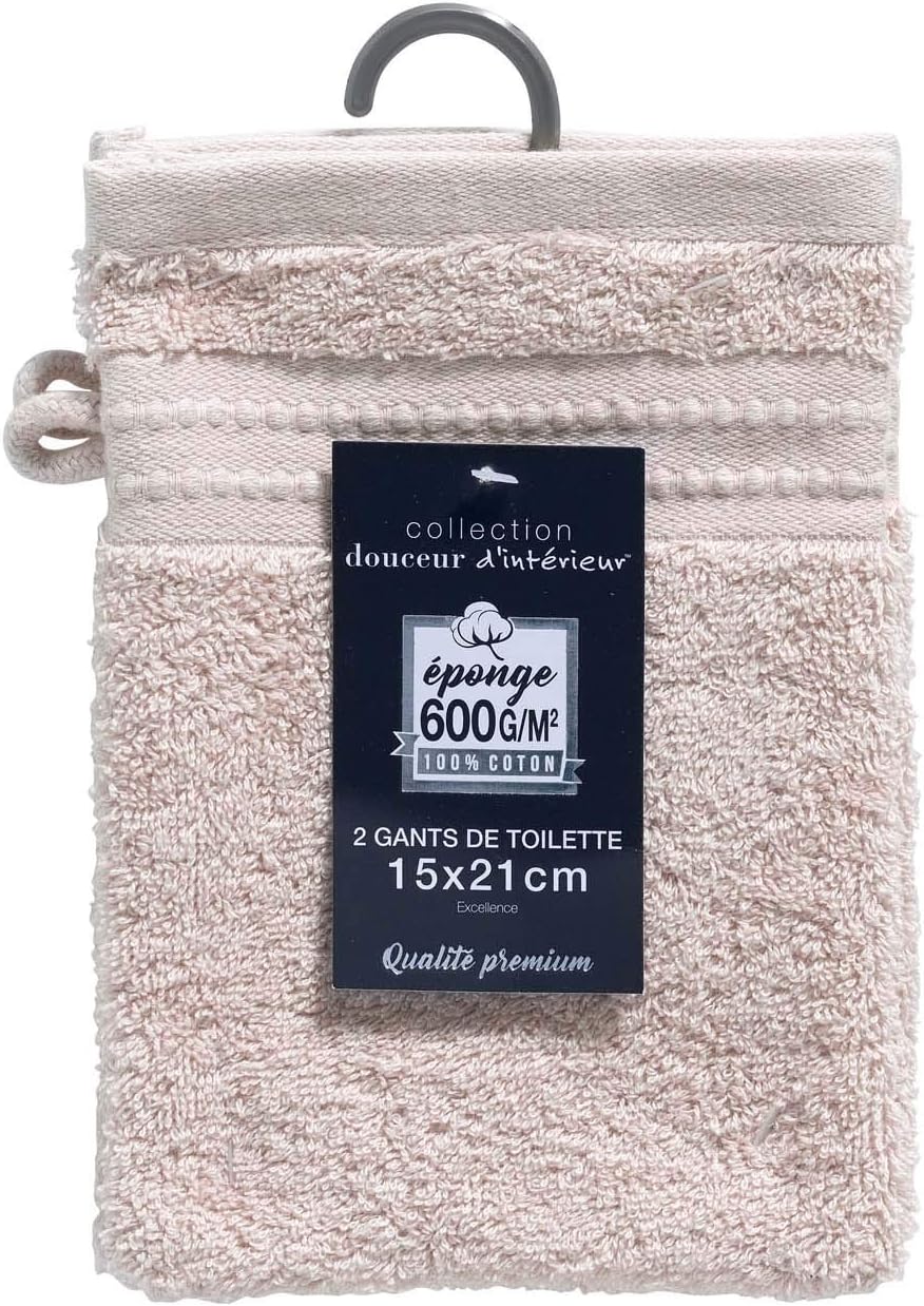 2 Wash Mitts 15 x 21 cm Sponge Plain Excellent Linen BigaMart