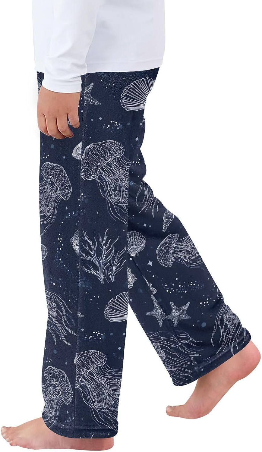 visesunny Jellyfish Starfish Shell Boys Pants for Kids Fleece Bottoms Long Jogger Pants Trousers with Pockets Size 6-14Y