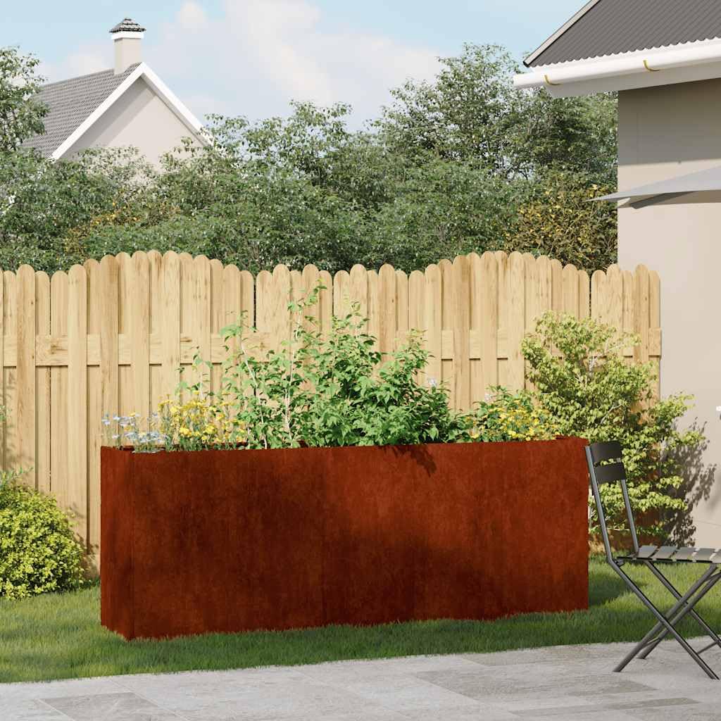 vidaXL Pflanzkübel Rostig 200x40x80 cm Wetterfester Stahl, Pflanzschale, Garten-Garten-Pflanzkübel, Outdoor-Pflanzgefäß, Hochbeet, Pflanzgefäß