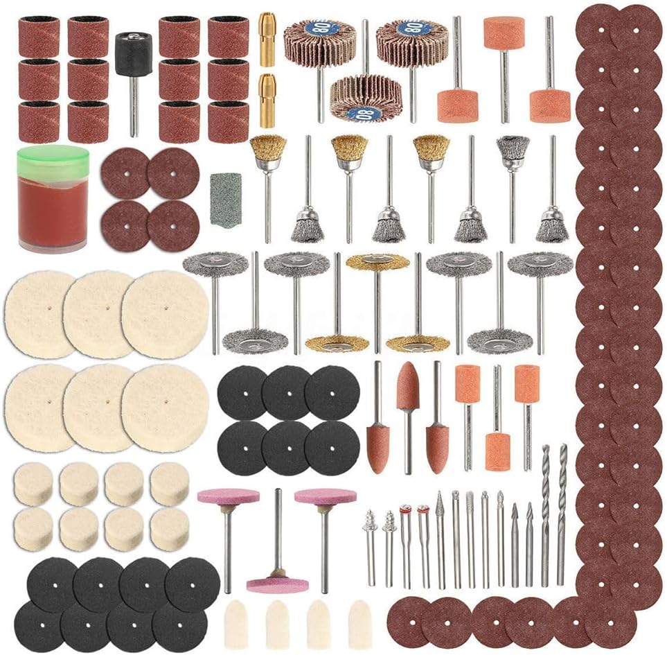 SagaSave 350 Pcs Rotary Tool Accessories Kit Universal Fitment for Cleaning, Derusting, Grinding, Dusting, Deburring, Polishing Easy to Use