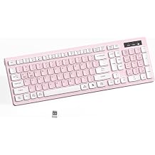 RECCAZR Wireless Keyboard Silent for Office and HomeLight Pink