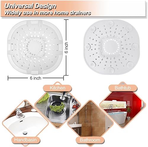 Miniatura 4 de Recolector de cabello cuadrado con ventosas para desagüe, tapón de silicona para ducha, fuerte adhesión, fácil de instalar para baño, tina y cocina,