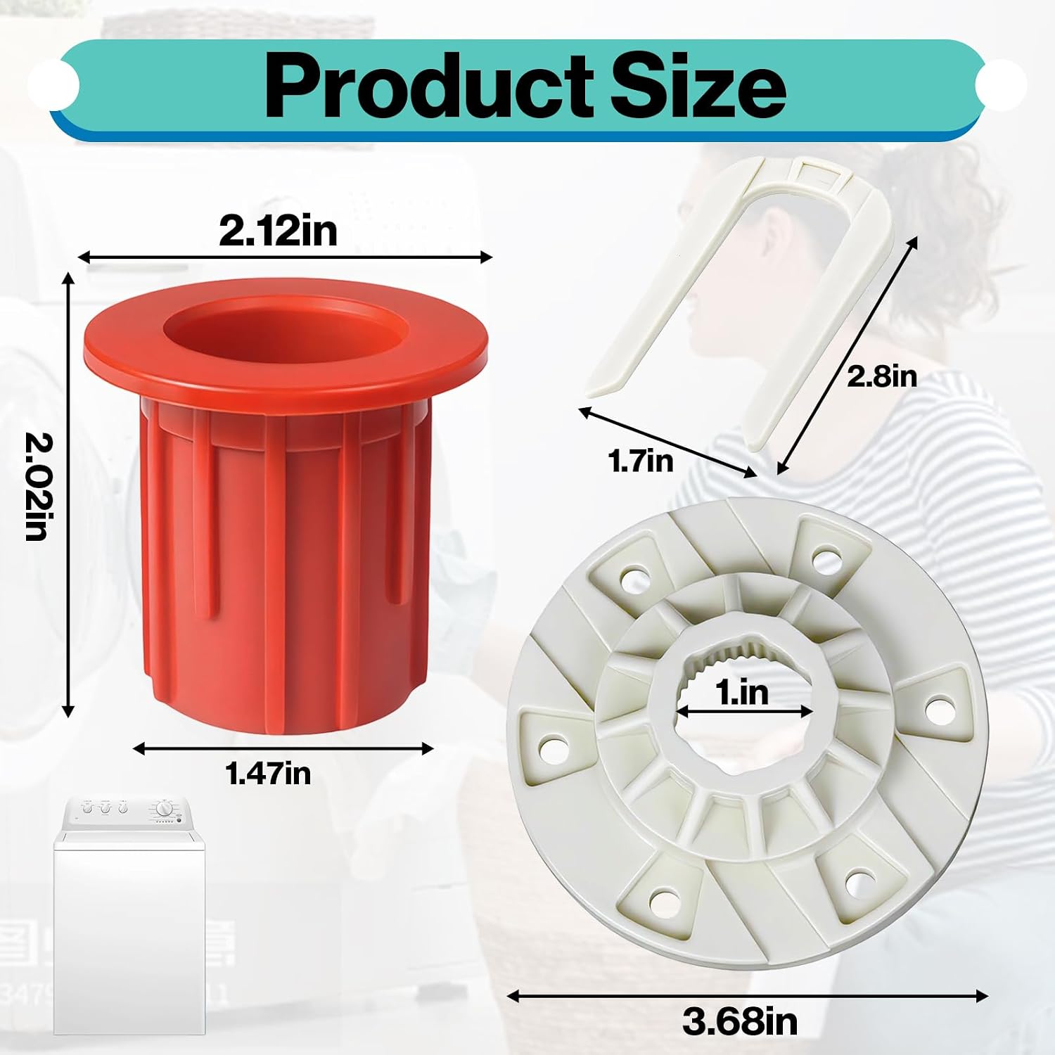 W10396887 W10528947 Washer Basket Driven Hub and 52719 Washing Machine Basket Bushing Kit, Compatible with Whirlpool,with Maytag,with Kenmore. Replaces AP5665171, PS6012095