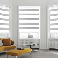 Vista 1 de Persianas sin cables de doble capa persianas enrollables de cebra blancas sin cordón traslúcidas para filtrar la luz o enrollables para ventanas
