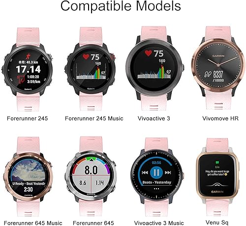 Miniatura 6 de ISABAKE Correa de reloj para Garmin Forerunner 245  245 Music Forerunner 645  645 Music, compatible con Garmin Vivoactive 3 Venu SqVivomove HR,