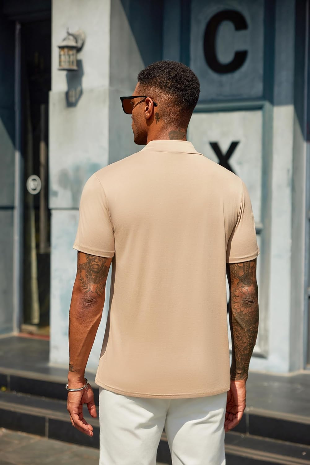 COOFANDY Men's Mock Turtleneck T Shirt Short Sleeve Slim Fit Basic Casual Solid Color Pullover Tee - Image 7