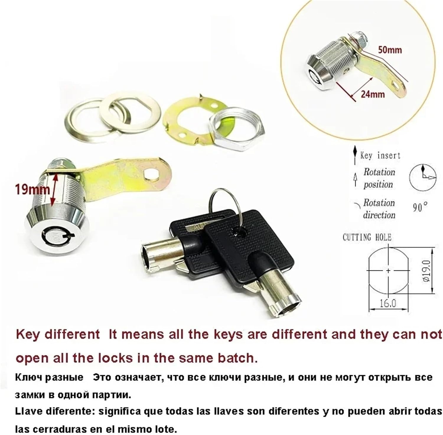 Special Sale Tubular Cabinet Cam Lock 19mm for Drawer Mailbox Tool Box Game Machine Furniture Hardware MA015 G 1Pcs(MA015-3)