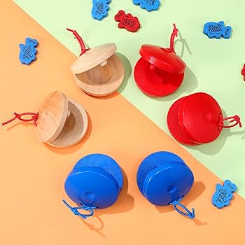 Finger Castanet Hand Held Percussion Musical Instrument Ringboard For Kids Educational Toy Fraction