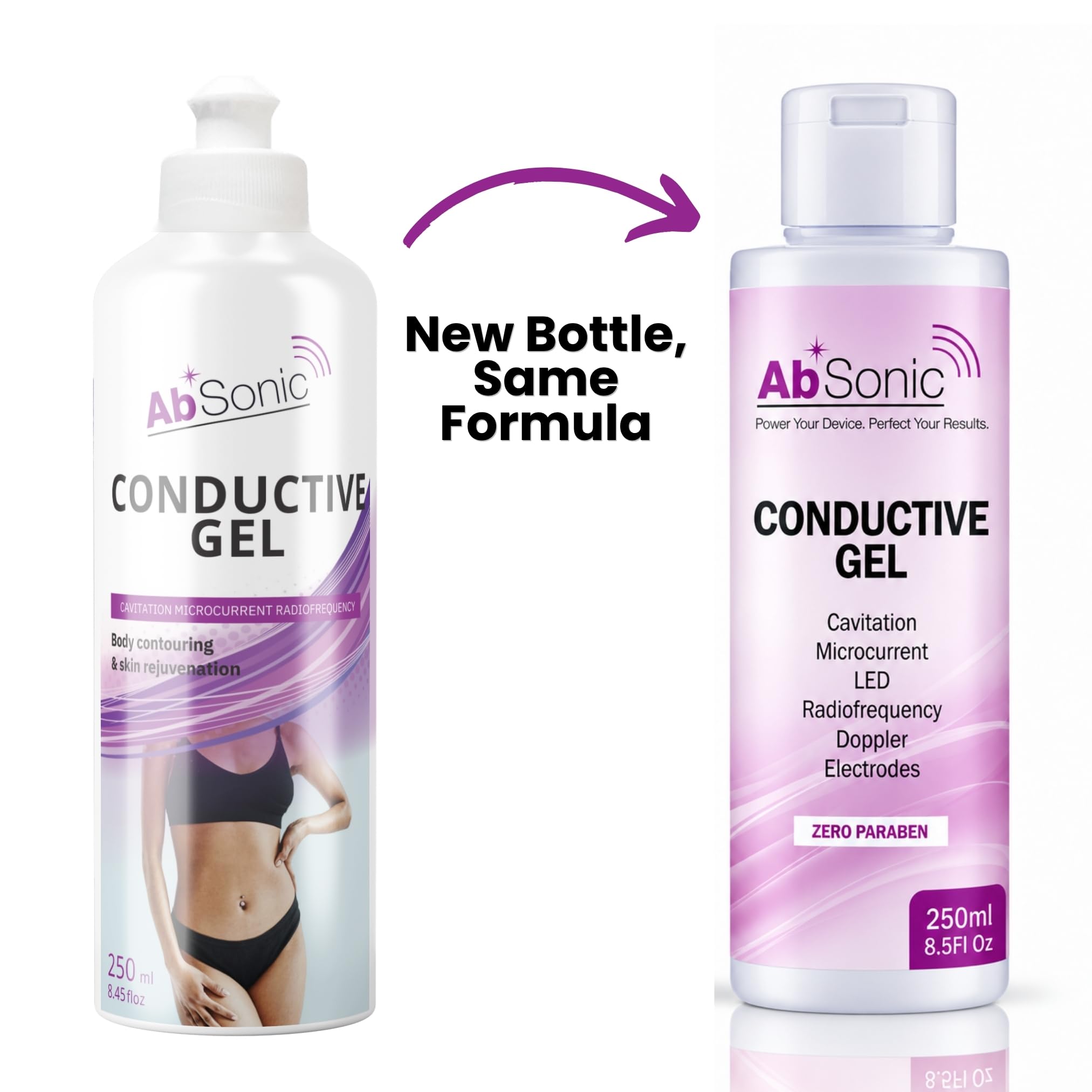 Absonic Conductive Gel for Ultrasound, Cavitation, Microcurrent, RF, TENS & EMS Devices – 2-Pack (17 oz Total) – Water-Based, Paraben-Free – Designed in France — Amazon image 2