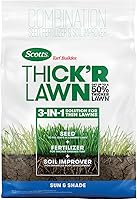 Scotts Turf Builder Thick'R Lawn Sun & Shade: 3-in-1 Seed Fertilizer Soil Improver, Thickens Thin Grass 1200 sq ft Coverage
