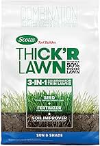 Scotts Turf Builder Thick'R Lawn Sun and Shade, Combination Seed, Fertilizer and Soil Improver, Thickens Thin Grass, 12 lbs.