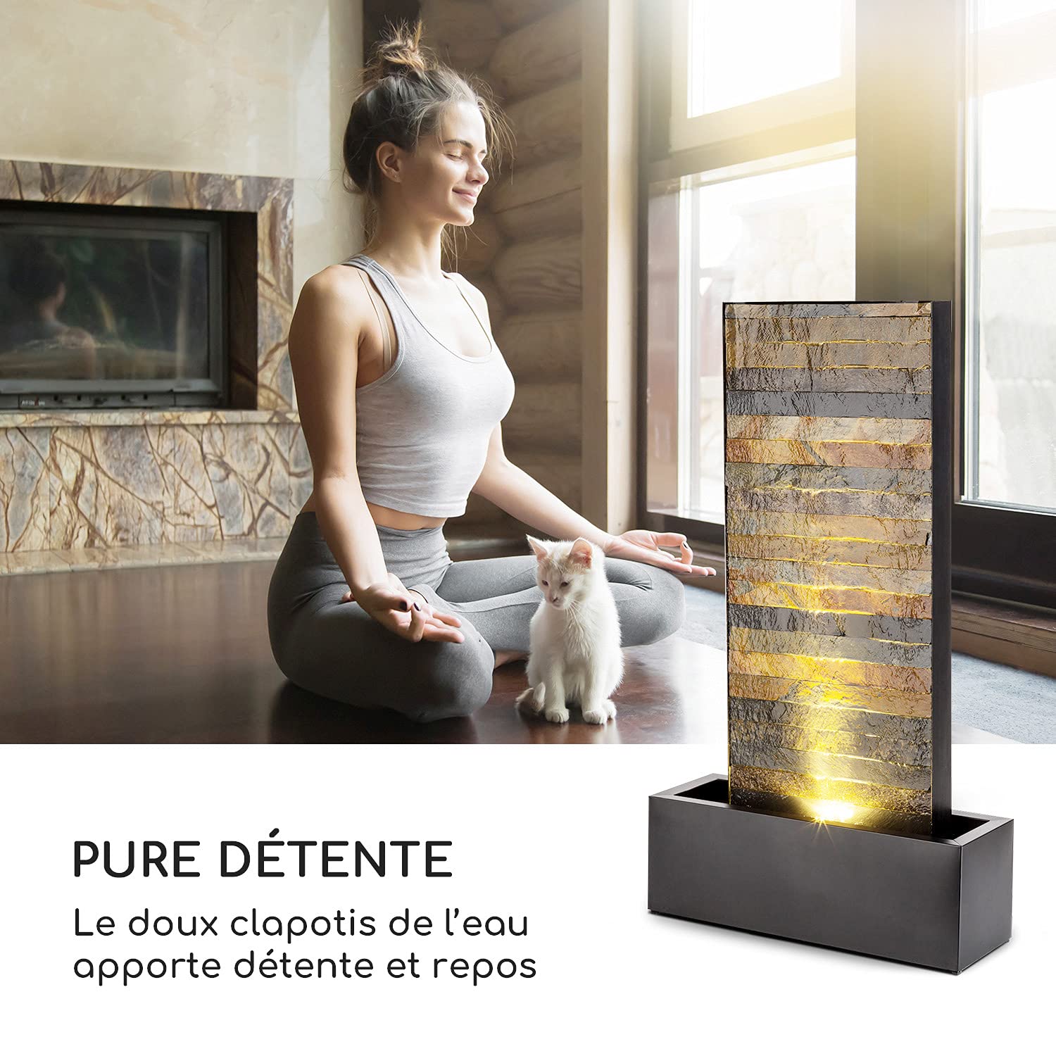 blumfeldt Raincastle - Fontaine de Jardin, intérieur/extérieur, Circulation d'eau Continue avec Loopflow Concept, 12 LED, Pompe de 8W, Indice de Protection IPX8 - Aspect Briques…