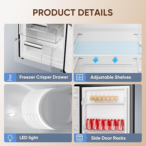Miniatura 6 de Upstreman Refrigerador de 7.1 pies cúbicos con congelador inferior, refrigerador de apartamento con congelador, eficiencia energética, gran