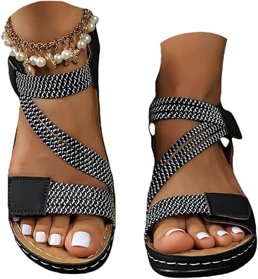 Orthopedic Wedge Sandals for Women,Wide Width 2026 Arch Support Ankle Strap Casual Sandals Orthotic Sport Comfortable Open Toe Platform Summer Vacation Chunky Heel Shoes