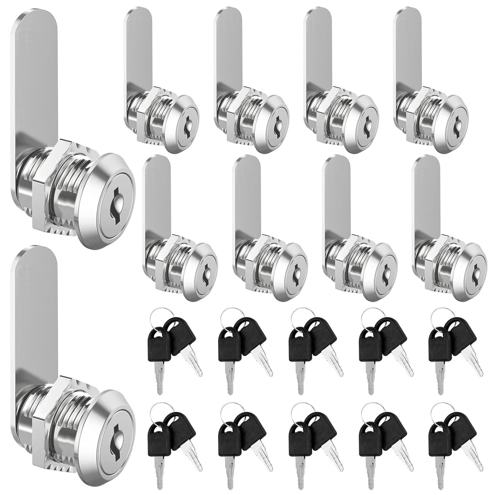 10 Piezas Cerraduras Taquillas 20 mm una llave Controla una Cerradura, Cerradura Taquilla Vestuario para Puertas de hasta 16 mm de Espesor