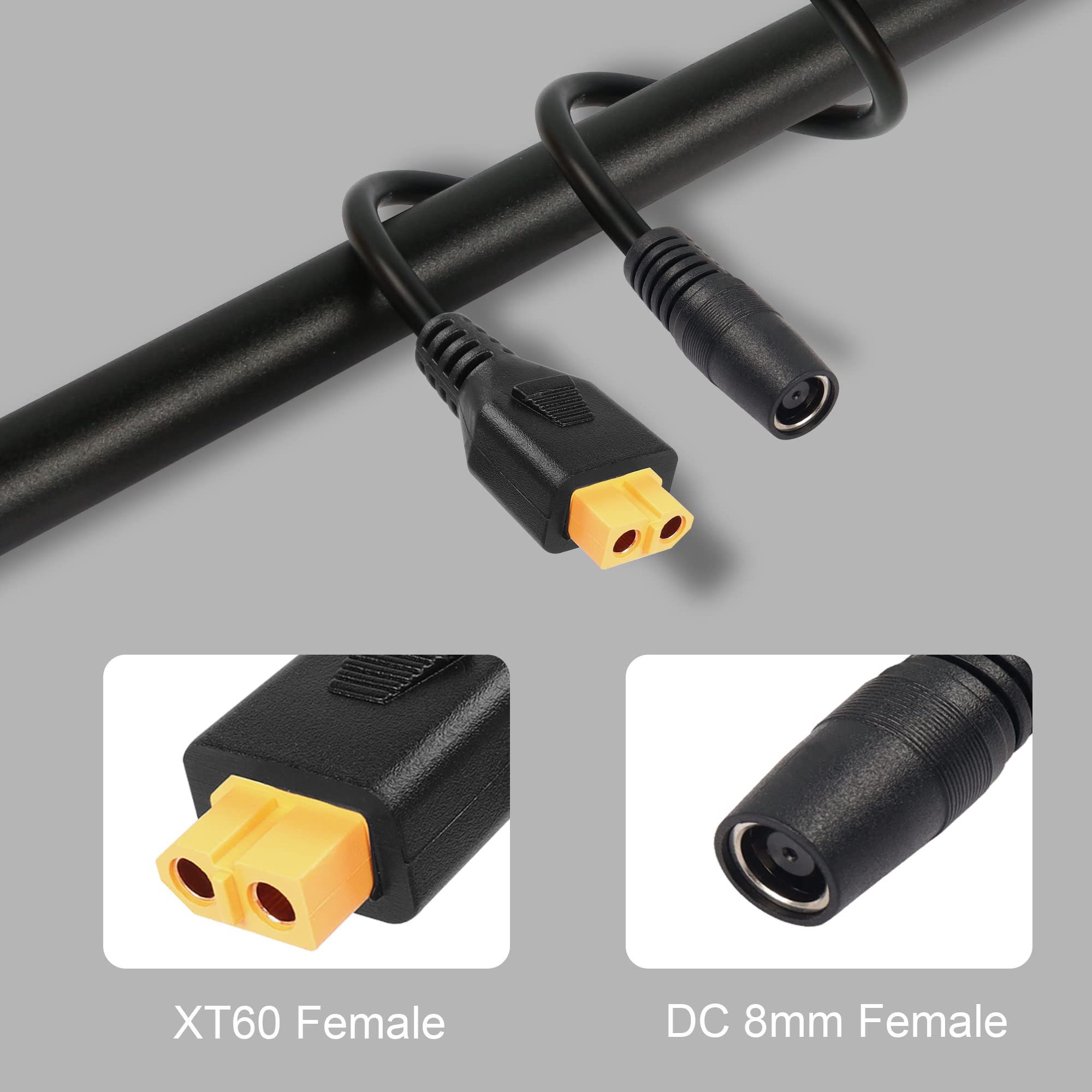 GELRHONR XT60 do DC 8 mm żeński kabel zasilający, 14AWG DC7909 do XT60 Złącze pociskowe do przenośnego centralnego generatora słonecznego i panelu słonecznego - 1 M/3,2 ft