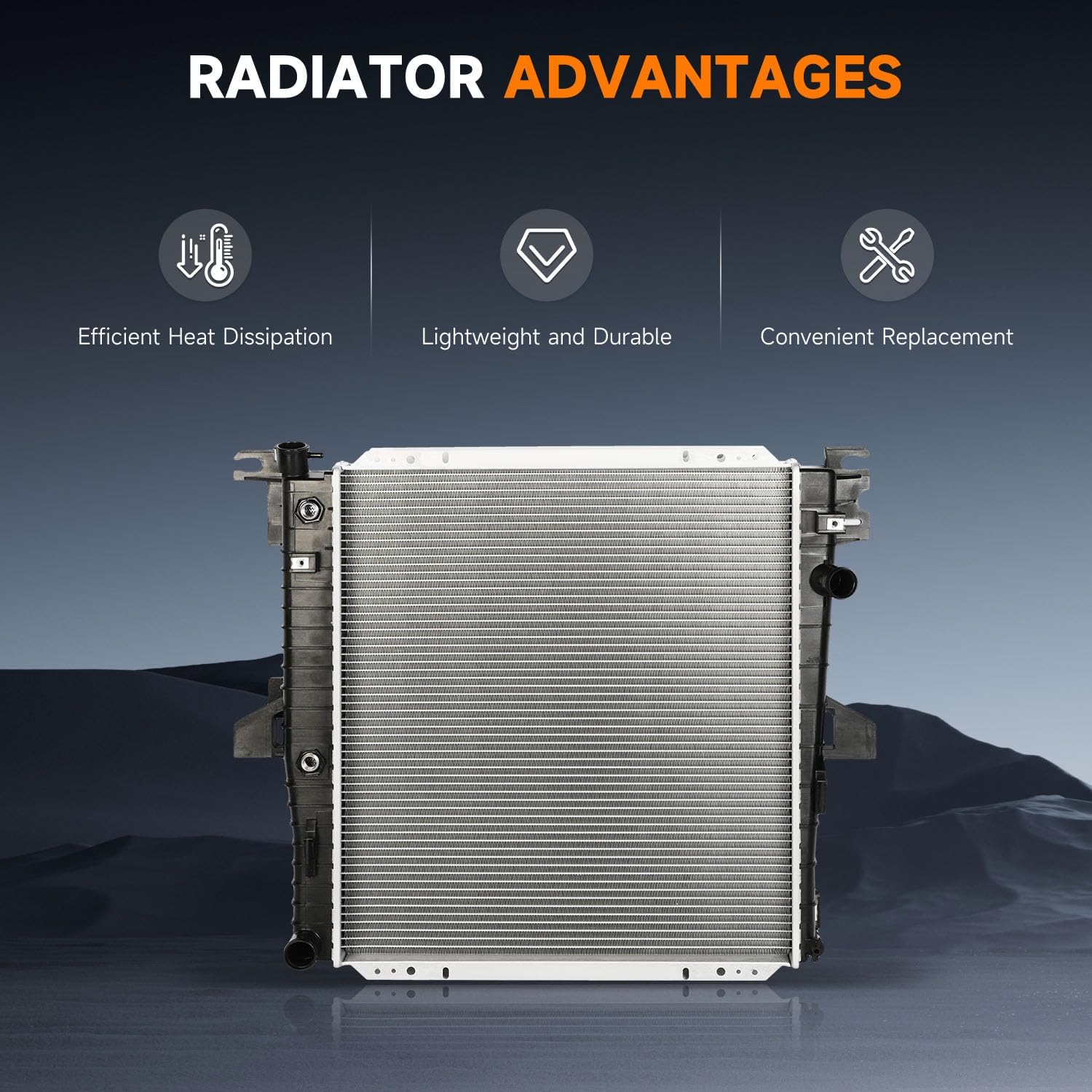 OCPTY 1824 Engine Coolant Radiator Compatible with 1996-1999 for ford Explorer 5.0L,1997-1999 for Mercury Mountaineer 5.0L Replace# 1824,DPI1824,F67H8005AA,F67H8005AC,F67HAA,F67HAB Aluminum Radiator