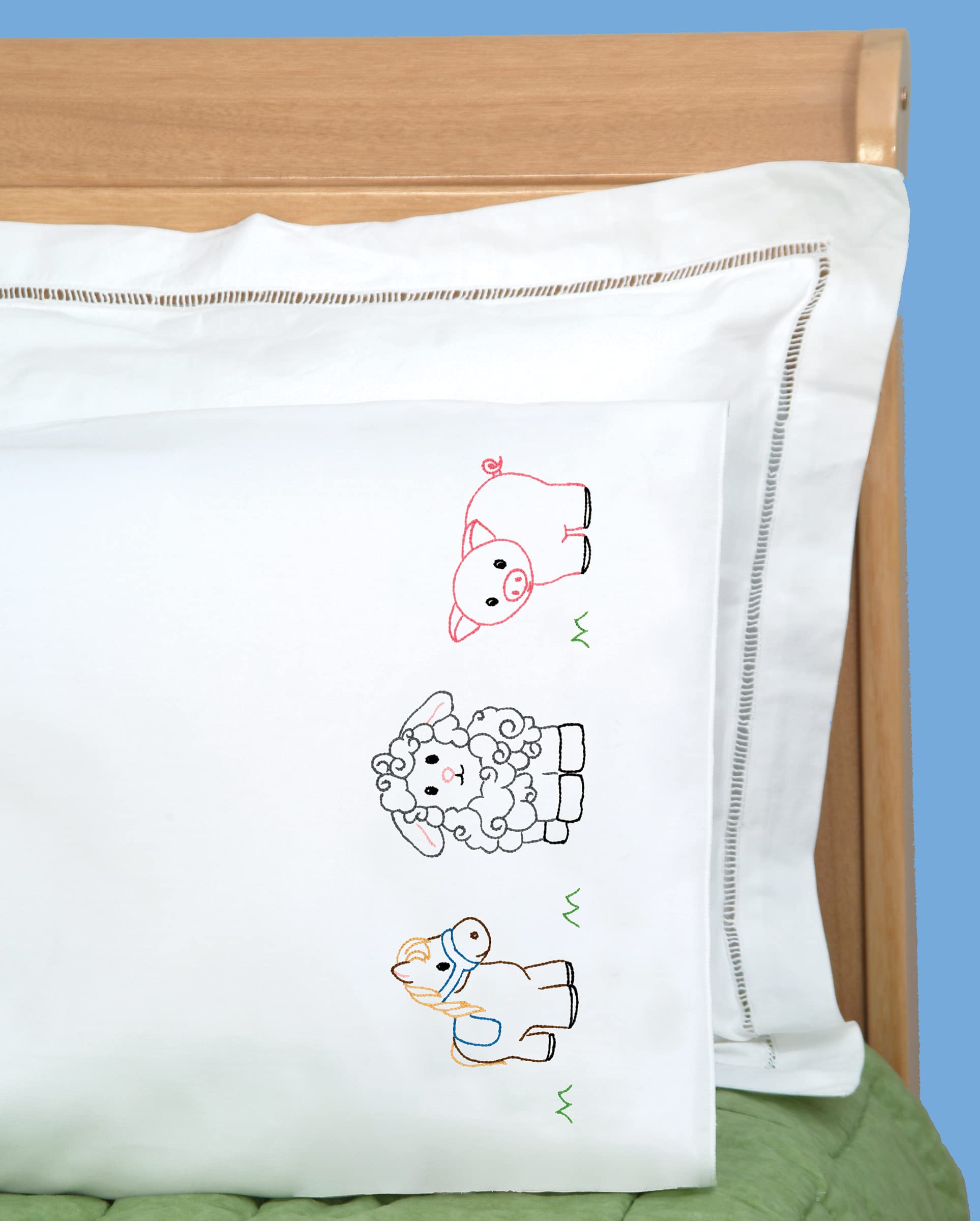 Jack Dempsey Farm Friends Child's Pillowcase, Standard, White
