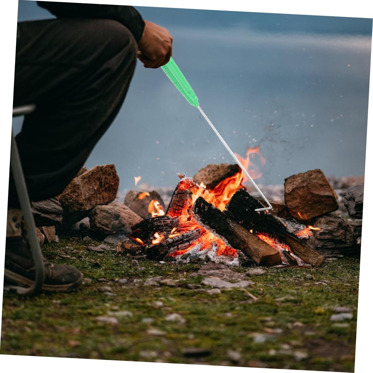 Fire Poker Tool with Extra Long Handle, Lightweight Iron