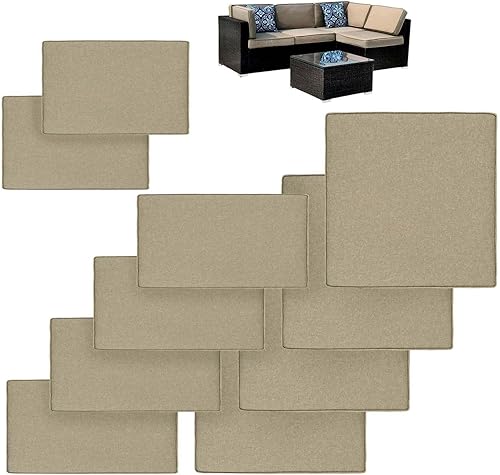 10 fundas de cojín de repuesto a prueba de salpicaduras, resistentes a los rayos UV, con cremalleras, máximo compatible con cojines de patio de 25.6