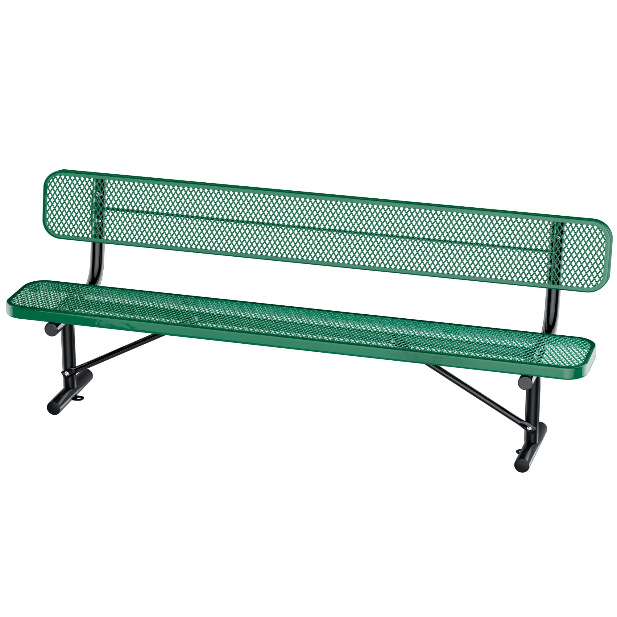 Gaonala 8Ft Heavy Duty Park Bench with Back Portable Frame, Outdoor Steel Bench with Backrest, Expanded Metal Mesh Bench for Lawn, Park, Deck, Garden,