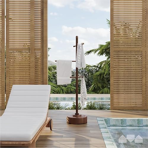 Miniatura 5 de Milliard Toallero de piscina para exteriores, árbol de toalla de spa, hecho de metal y plástico resistente a la intemperie, 65 x 25 pulgadas, color