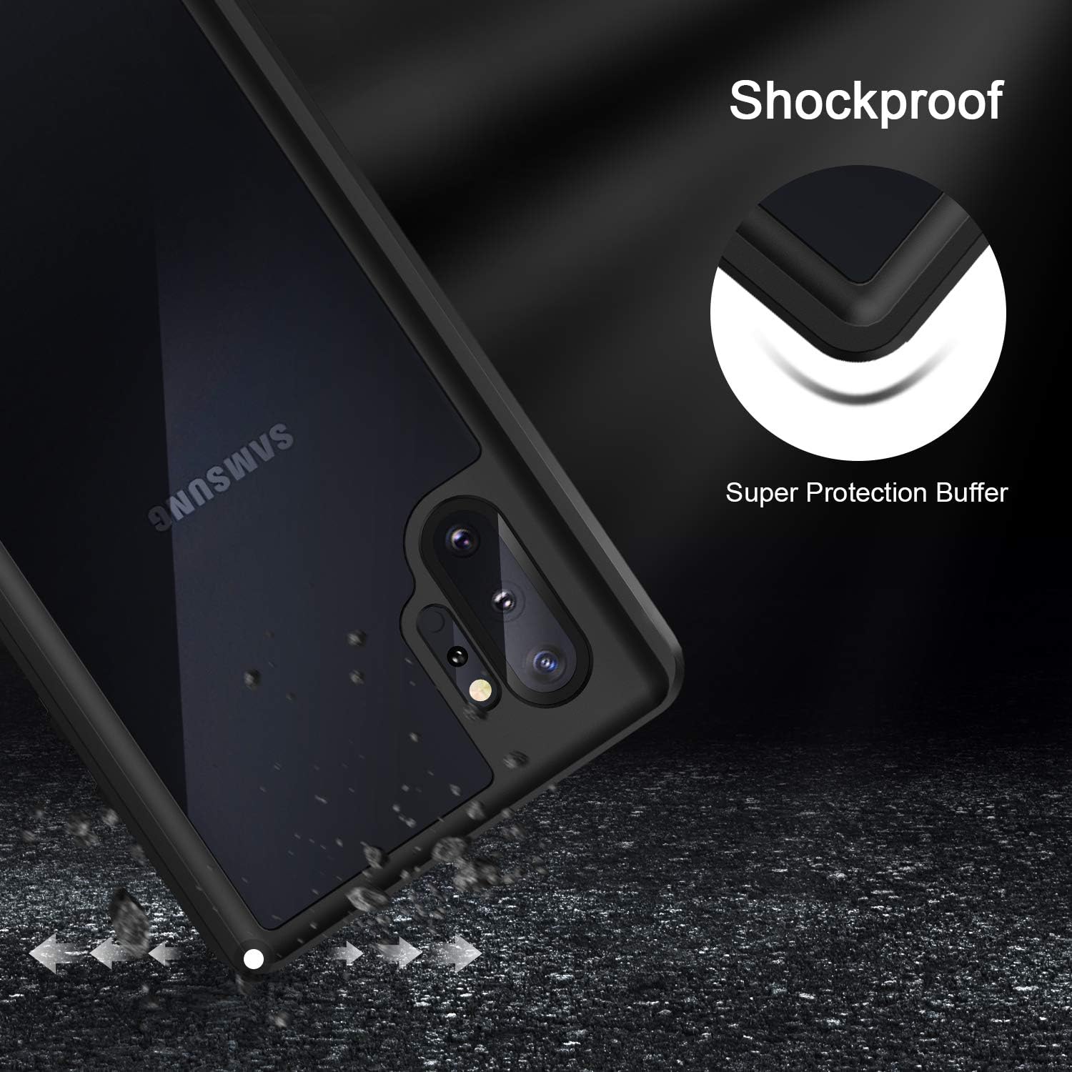 Fansteck Samsung Galaxy Note 10+ Plus Waterproof Case, IP68 Waterproof/Snowproof/Shockproof/Dirtproof, Fully Sealed Underwater Protective Cover for Samsung Galaxy Note10 Plus 5G(6.8-inch) (Black/Gary)