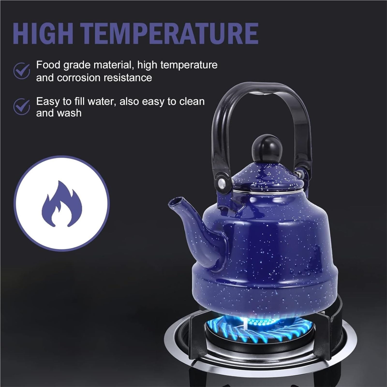 Czajnik z uchwytem, ​​szybko nagrzewający się czajnik na gaz, indukcję, prąd(Blue,1.1L)