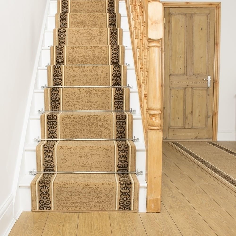 runrug Soft & Comfortable Stair Runner - Smooth & Durable Carpet for Stairs - Stain-Resistant, Fade-Resistant - Multiple Sizes - 60cm x 450cm - 9mm Thick - Tribal, Beige — image 1