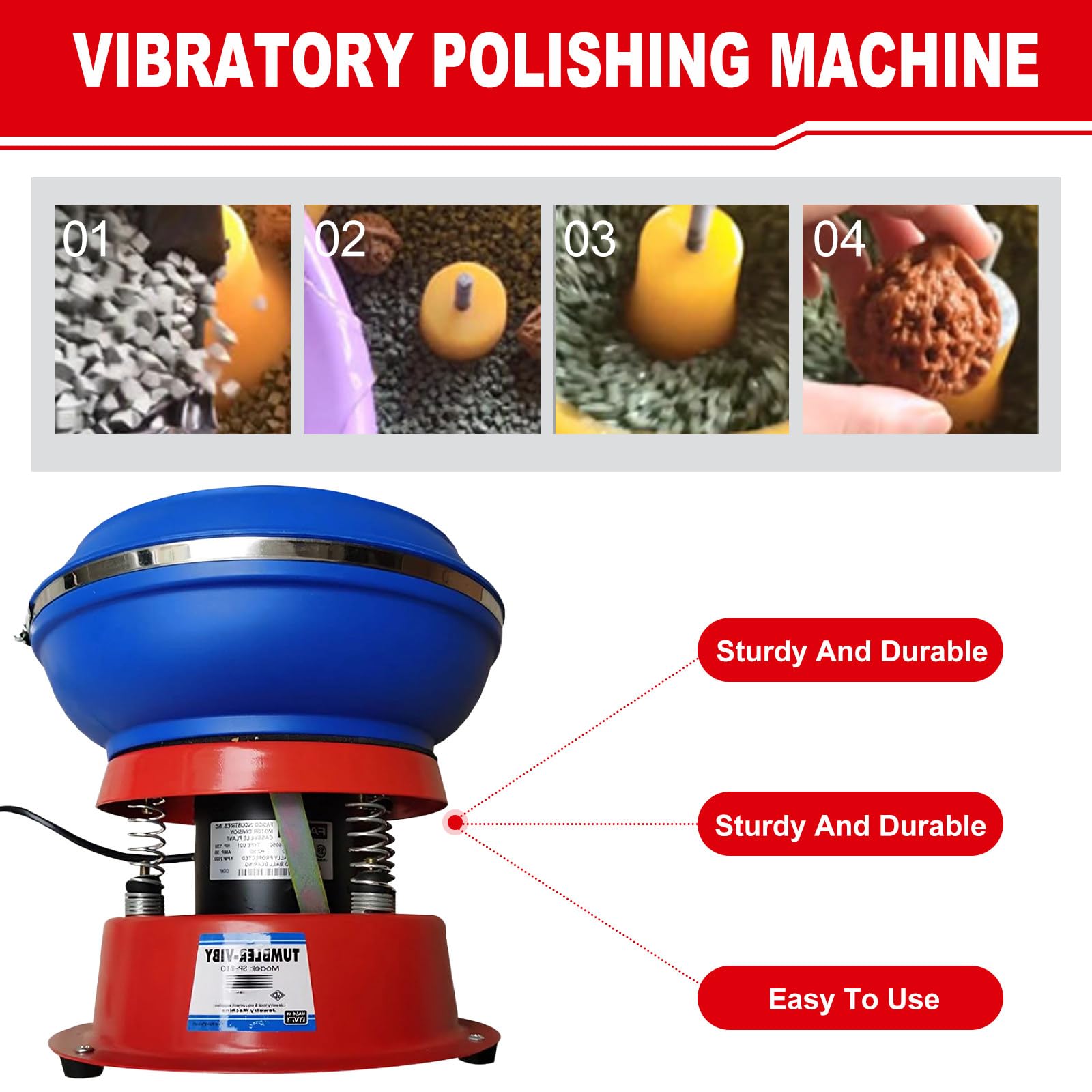 Pulidora vibratoria para pulir joyas y metal, desbarbado y pulido en metal y manualidades