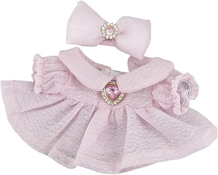 Doll Clothes SetNO Doll, 2 Piece Dolls Outfit Set for 17cm Dolls Short Sleeve Dresses Headband Doll Clothing Accessories for Dress Up Unique Style